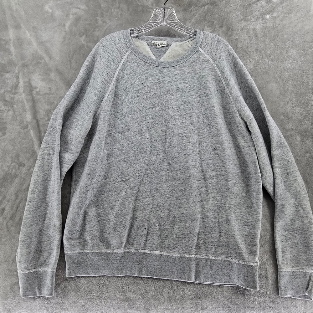 Alex Mill Sweatshirt Mens XL Gray Raglan Sleeve 100% Cotton Crewneck Pullover - Picture 2 of 8